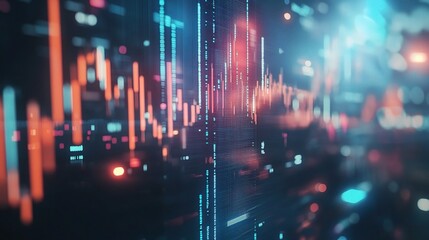 Fototapeta premium Abstract Data Visualization with Neon Lights
