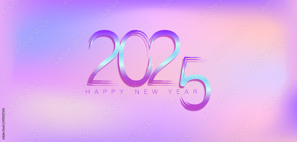 Wall mural an elegant new year 2025 design, showcasing cheerful motifs and bright colors to welcome the new yea