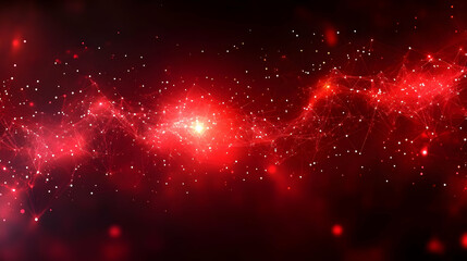 Abstract Red and White Lines and Dots Flowing