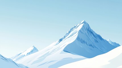 Minimalist Mountain Peak Illustration with Blue Sky Background - Abstract Nature Landscape
