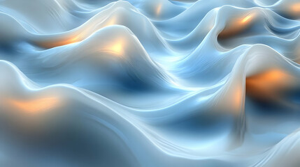 Obraz premium Abstract Blue and Orange Wavy Surface, 3D Render, Digital Art