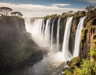 Fototapeta premium Victoria Falls in Full Flow, Showcasing the Power and Majesty of Nature