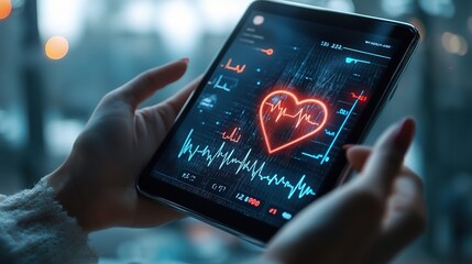 Heart Rate Monitor on Digital Tablet Display