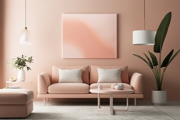 Modern Interior Art Display Featuring Light Peach Canvas with Gentle Gradients and Textured Finish