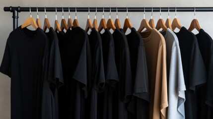 Obraz premium Plain T-Shirts on a Clothes Rack