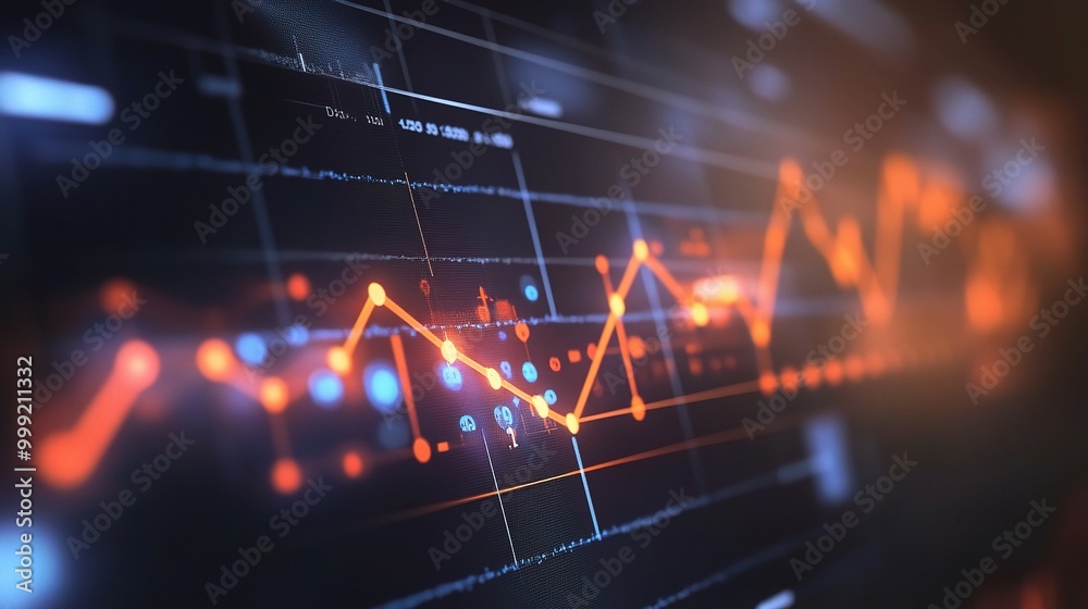 Poster abstract data visualization with bright graph lines