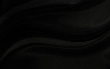 Black gray satin dark fabric texture luxurious shiny that is abstract silk cloth background with patterns soft waves blur beautiful.