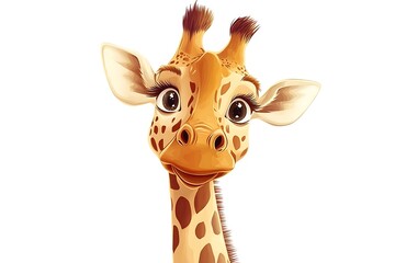 Obraz premium happy cute cartoon animal giraffe isolated on white background