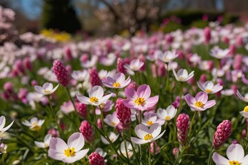 Obraz premium Stunning Spring Flowers Closeup in a Bright Sunlit Garden Landscape