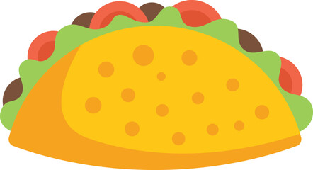 This colorful illustration features a tasty looking taco, perfect for representing mexican cuisine