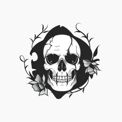 Obraz premium rawpixeloffice5_skull_tattoo_flat_illustration_style_logo_vecto_031bf5d7-fe03-4285-8154-02be1ec276ab-p