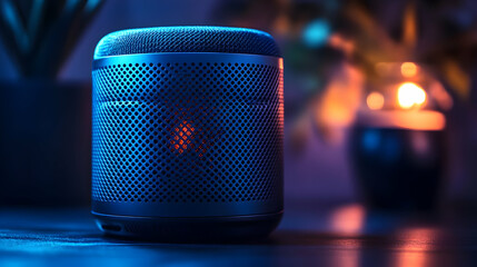Wireless Speaker with Mesh Grille Design, Illuminated by Warm Light