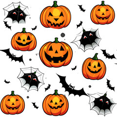 Pattern pumkin, web, bat, spider 