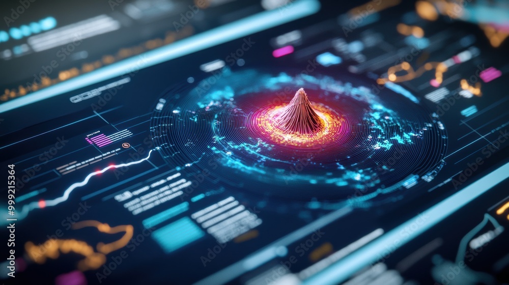 Poster digital volcano visualization with data analytics elements