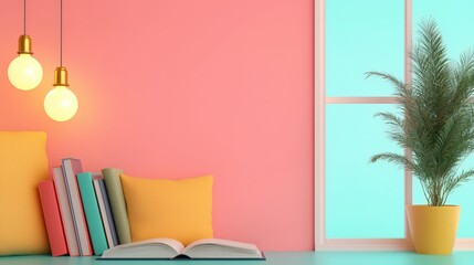 Cozy Reading Nook with Books  Pillows  and Window Light