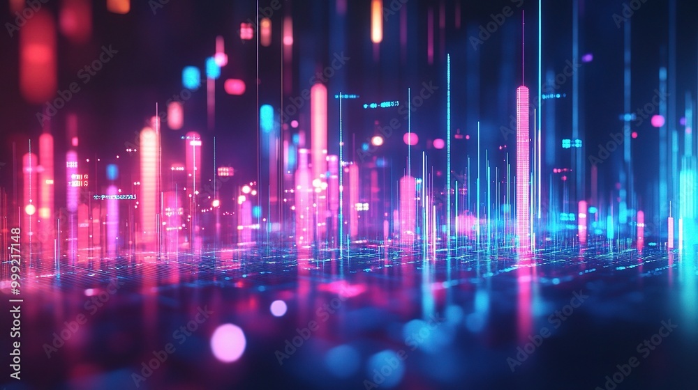 Poster Abstract Colorful Digital Background with Light Effects