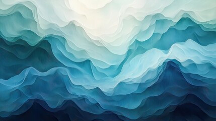 Obraz premium Waves of tranquility flow in pastel blues and greens, capturing the essence of a serene ocean landscape