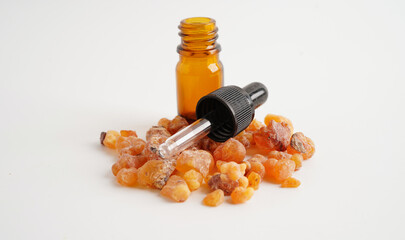 Frankincense or olibanum aromatic resin used in incense and perfumes.