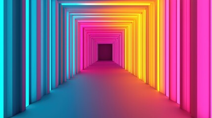 Colorful Neon Tunnel with Vibrant Light Effects