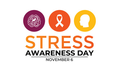 National Stress Awareness Day is observed every year on November. Healthcare Awareness banner design template. Vector illustration.