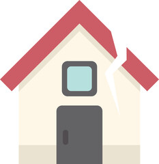 Minimalist illustration featuring a house sustaining damage from a natural disaster