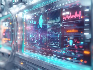 Obraz premium Healthcare technologies in the future with advanced medical devices in use, futuristic setting, sharp focus