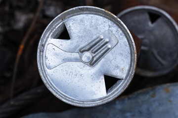 Old Zip Top Pull Tab Beer Can Top From 1962 That Has Been Opened With A Church Key Can Opener