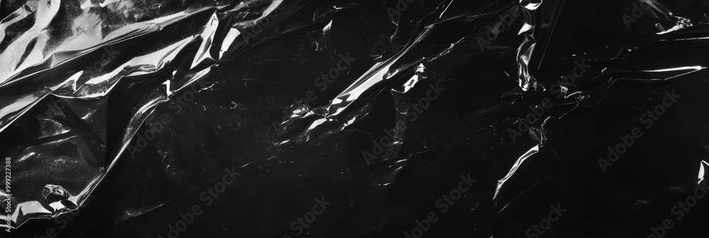 Canvas Prints Crumpled Plastic Texture on Black Background