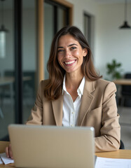 Naklejka premium portrait of a businesswoman working in office, corporate woman in office 17