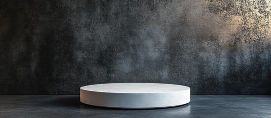 A minimalist podium with a dark grunge background, perfect for showcasing product displays or branding presentations.