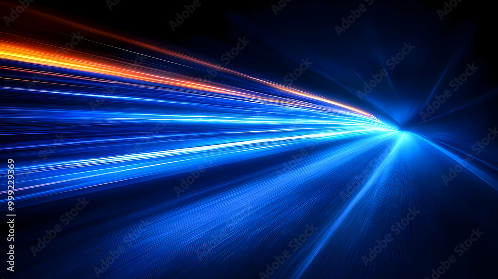 Canvas Prints Speeding Through a Tunnel of Light: Abstract Blue and Orange Lines