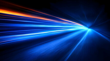 Speeding Through a Tunnel of Light: Abstract Blue and Orange Lines