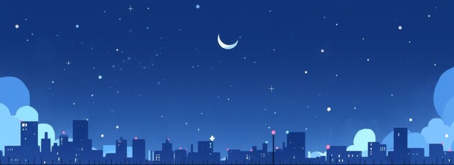 Fototapeta premium a blue city night sky with stars and a moon