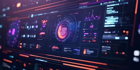 Fototapeta premium a network firewall dashboard, with real-time threat detection and prevention logs visible, emphasizing active cybersecurity measures.