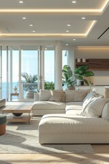 Fototapeta premium A modern luxury apartment with a spacious living area