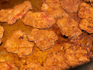 Fried Beef Cutlets Cooking in a Pan