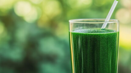 Refreshing Spirulina Smoothie in Calm Outdoor Setting