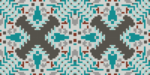 Fototapeta premium Abstract Ethnic Ndebele Traditional Patternfolk Embroidery, Aztec Geometric Ornament Print. Design for Carpet, Wallpaper, Clothing, Wrapping, Fabric