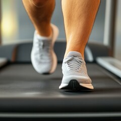 Person Jogging on Treadmill for Fitness and Health