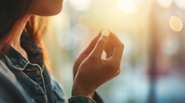 Person holding small empty pill bottle with hopeful expression, symbolizing placebo effect and emotional response to medical treatment.