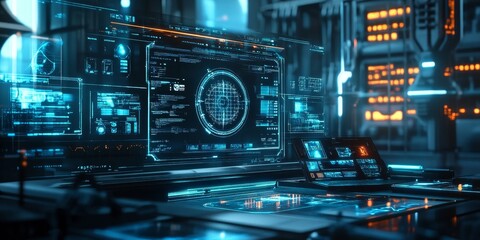 Cyberpunk AI system featuring glowing data streams, holographic interfaces, and advanced machine learning algorithms in a sleek high-tech lab.