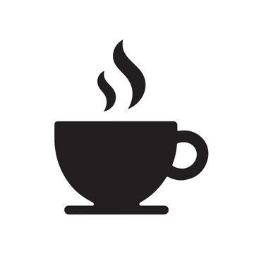 recommend clip art: Modern Coffee Cup Logo Icon - Versatile Black Vector Design Perfect for Food and Beverage Apps, Embodying the Inviting Warmth of a Fresh Brewed Coffee Experience.