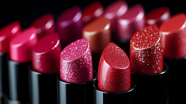 Sparkling Lipsticks: A Close-Up Look at Shimmering Colors