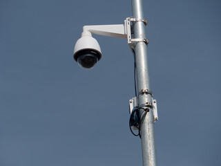 High-Resolution Security Camera Mounted on Pole