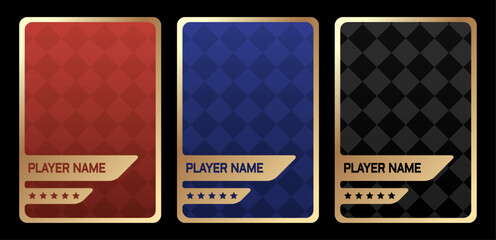 game card frame template with gold border and black blue and red color. for card frame template, play card and ui game, game card casino themes