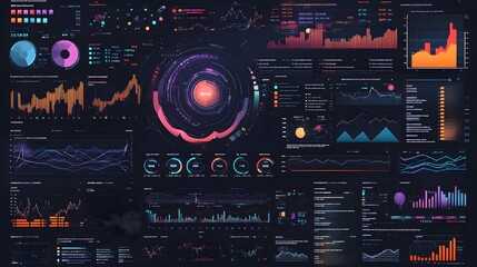 Obraz premium Chart of business data graph diagram and growth financial graphic report information on futuristic finance background with stock market economy infographic template. 