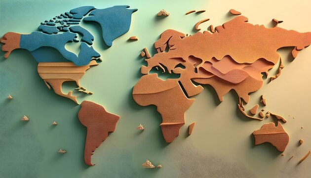 Environmental Impact Concept - Digital map of the world with tropical zones showing weather conditions.