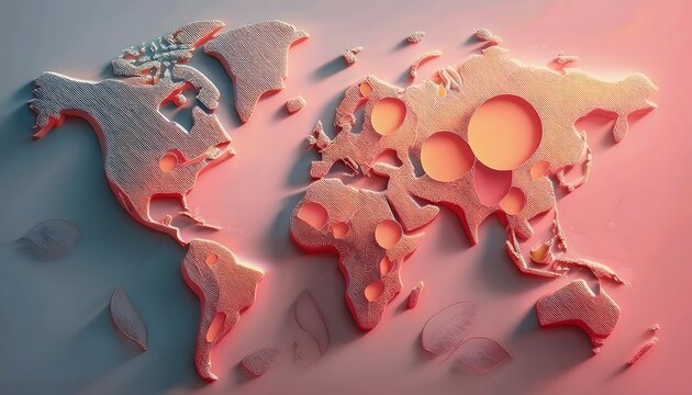 Environmental Impact Concept - Digital map of the world with tropical zones showing weather conditions.