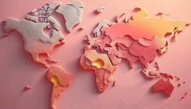 Environmental Impact Concept - Digital map of the world with tropical zones showing weather conditions.