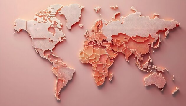 Environmental Impact Concept - Digital map of the world with tropical zones showing weather conditions.